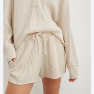 Aerie High Waisted LumberJane Waffle Knit Short Cream Ivory Women’s Size XS